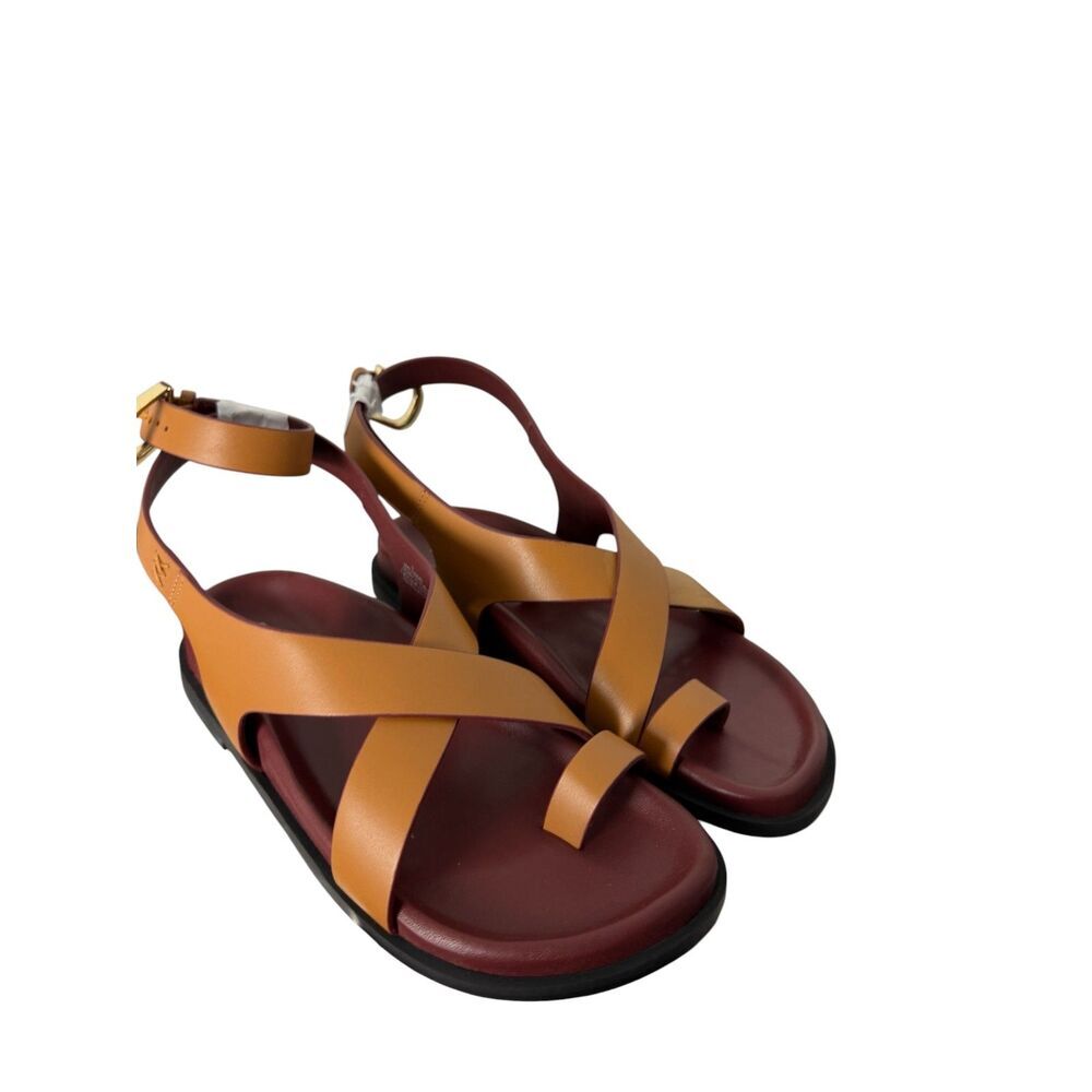 Free People Women's Leather Strappy Gladiator Sandals Brown Orange Size 6 NWB